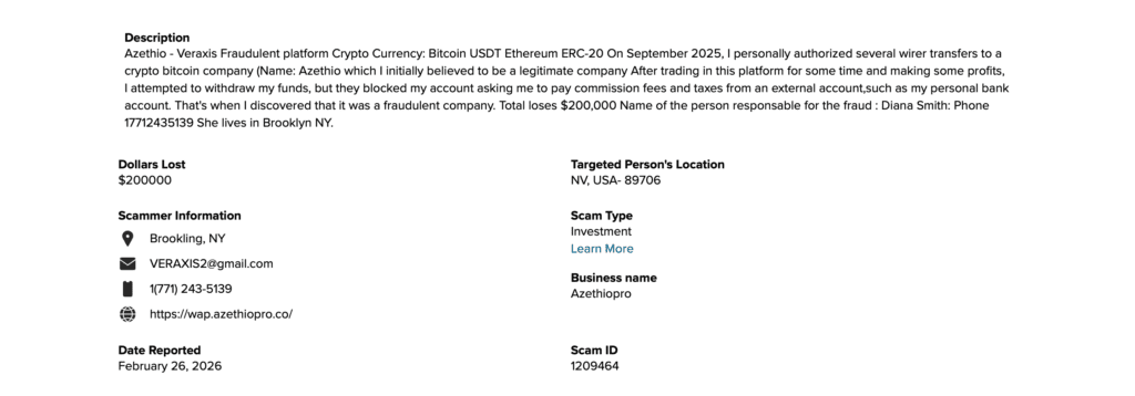 Azethiopro.co Scam: Crypto Fraud Warning & Victim Guide