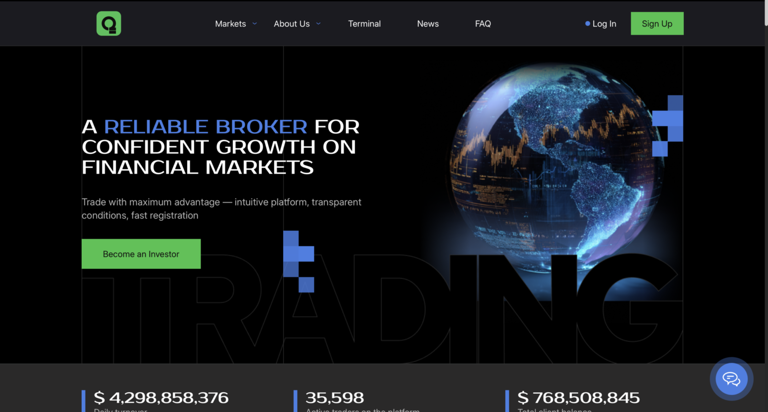 Qalynomics.com homepage screenshot showing unauthorised financial services platform warned by FCA in March 2026