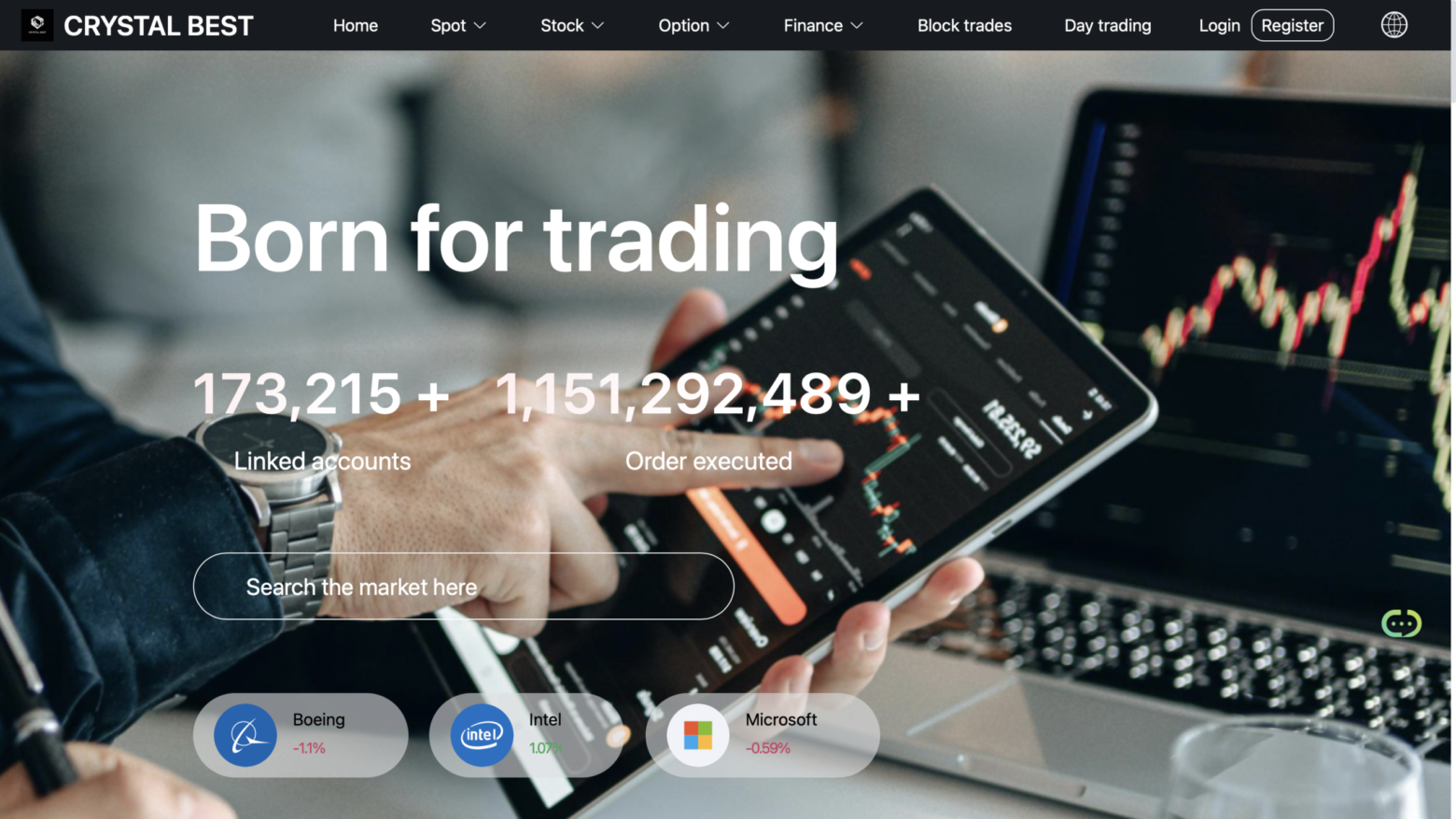 Crystale.cc homepage showing Crystal Best fake crypto exchange that previously operated as MONEX and Lumenote, confirmed fraudulent in BBB report April 2026