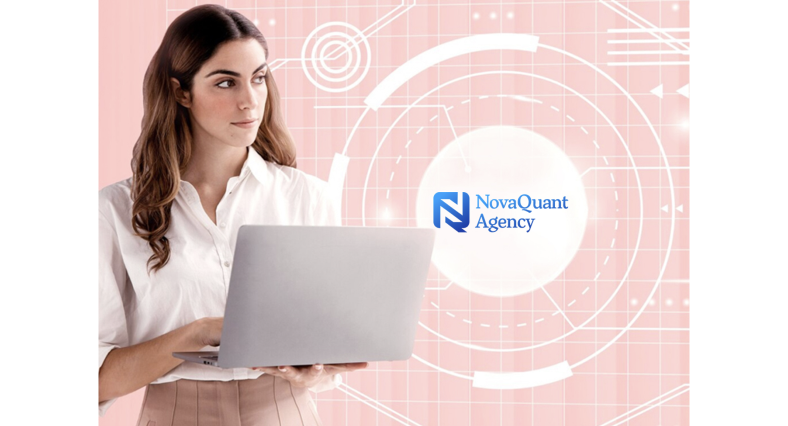 NovaQuant Agency scam warning sign with red flag