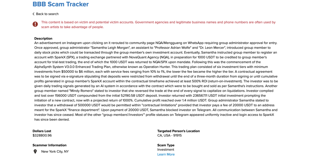 SparkX fake trading platform screenshot review