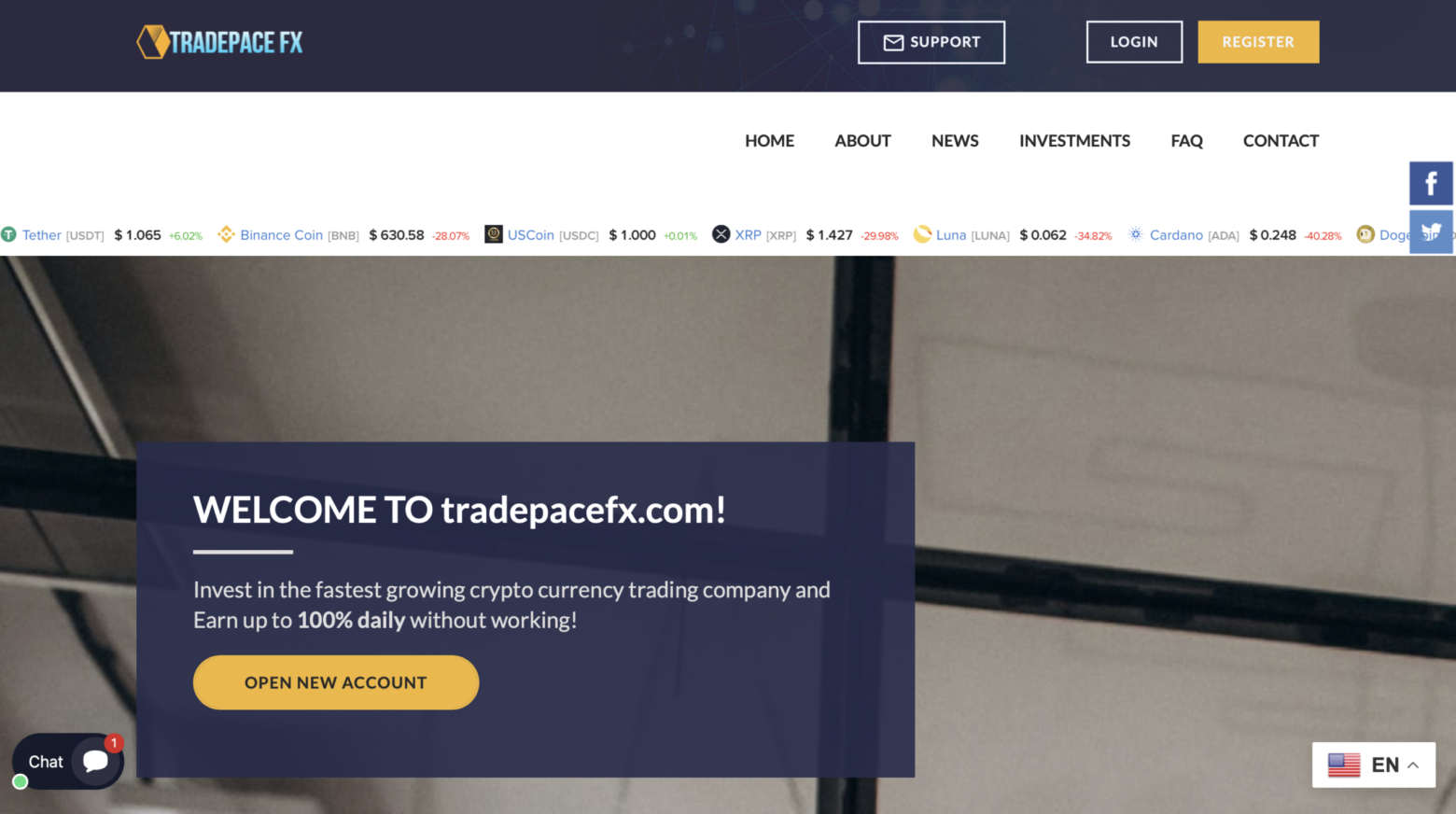 Tradepacefx scam warning red alert graphic